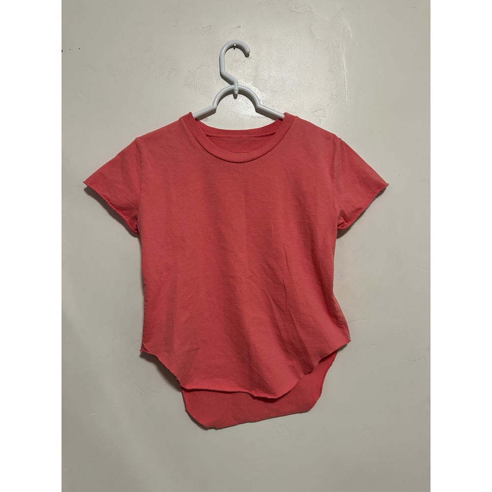 Frank & Eileen Tee‎ Lab Coral Pink Raw Edge High-Low Cotton T-Shirt XS LAB219HJ
